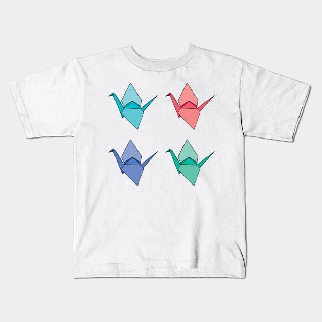 Origami Crane Pattern Set Kids T-Shirt by murialbezanson